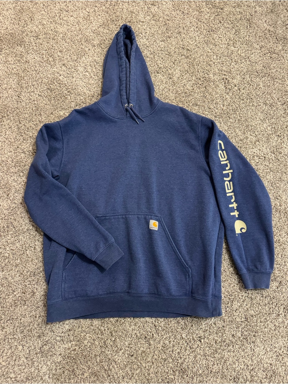 Carhartt Navy Pullover Hoodie with Sleeve Logo
